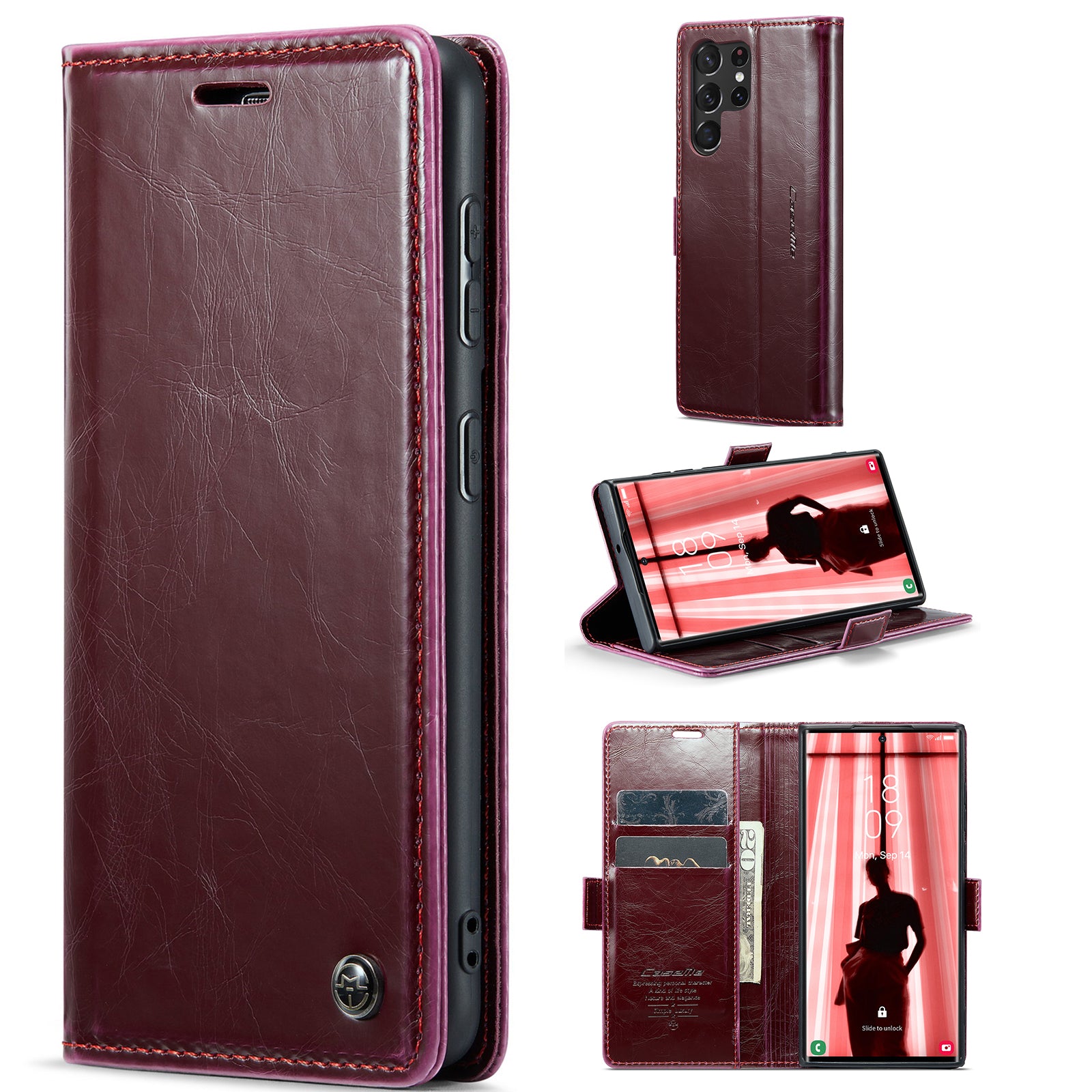 CASEME 003 Series For Samsung Galaxy S23 Ultra Well-protected Waxy Texture PU Leather Stand Case Magnetic Clasp Wallet Phone Cover CASEME 003 Series For Samsung Galaxy S23 Ultra Well-protected Waxy Texture PU Leather Stand Case Magnetic Clasp Wallet Phone Cover